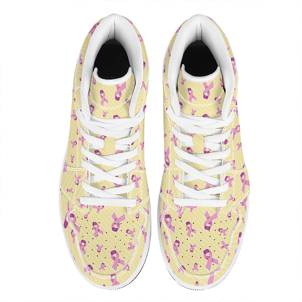 Pastel Breast Cancer Awareness Print High Top Leather Sneakers