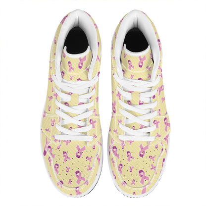 Pastel Breast Cancer Awareness Print High Top Leather Sneakers