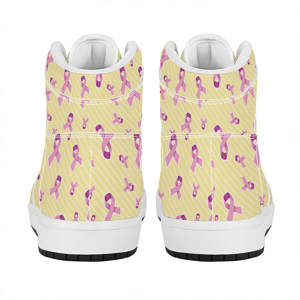 Pastel Breast Cancer Awareness Print High Top Leather Sneakers
