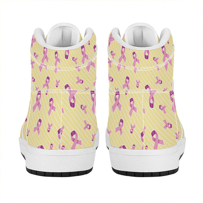Pastel Breast Cancer Awareness Print High Top Leather Sneakers