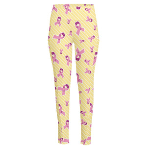 Pastel Breast Cancer Awareness Print High-Waisted Pocket Leggings