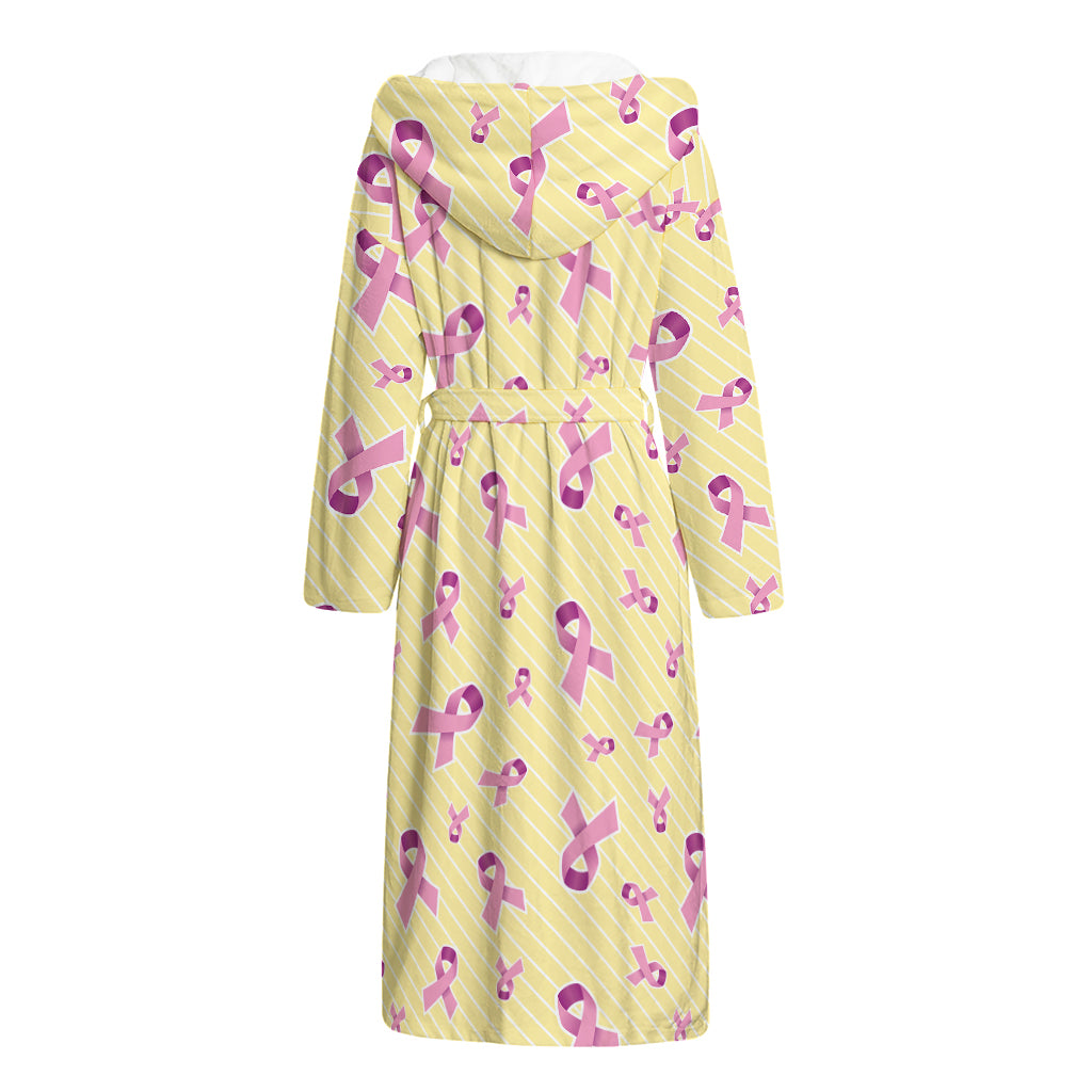 Pastel Breast Cancer Awareness Print Hooded Bathrobe