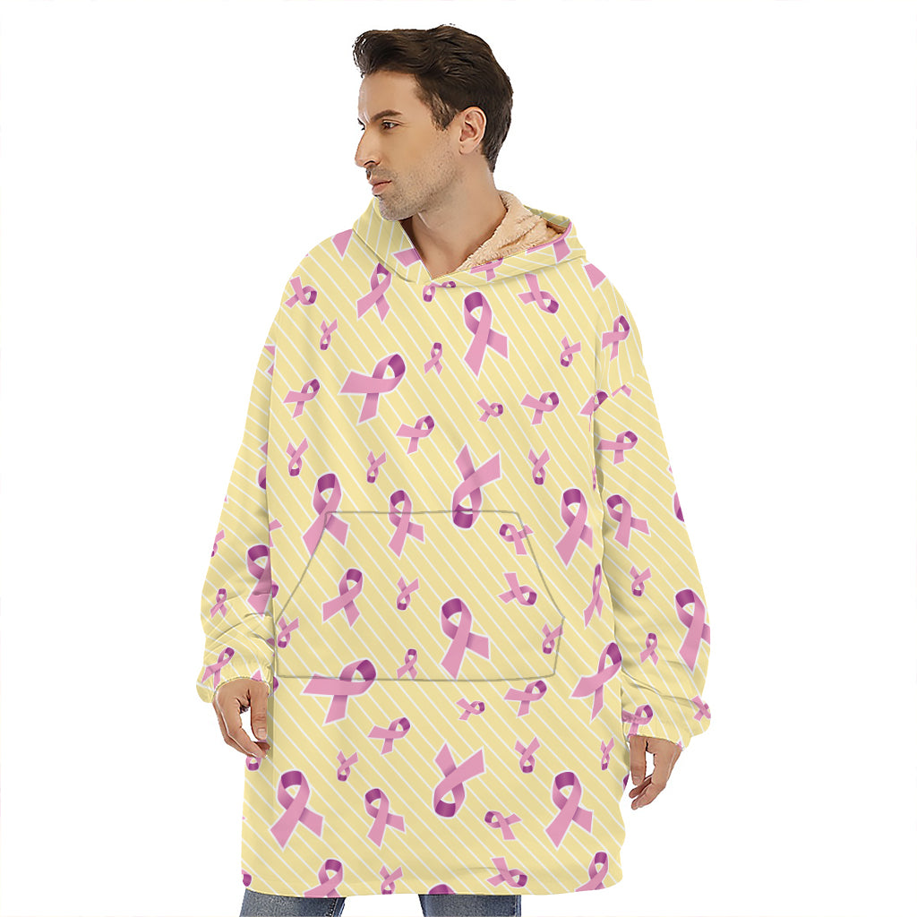 Pastel Breast Cancer Awareness Print Hoodie Blanket