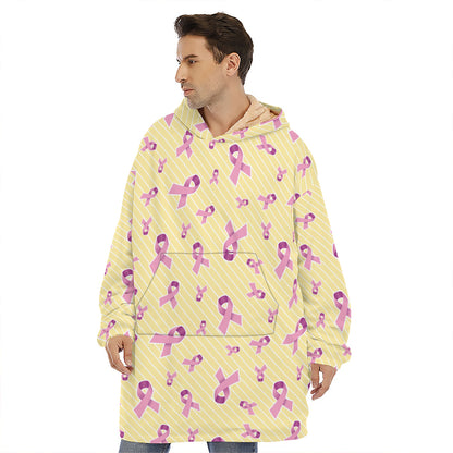 Pastel Breast Cancer Awareness Print Hoodie Blanket
