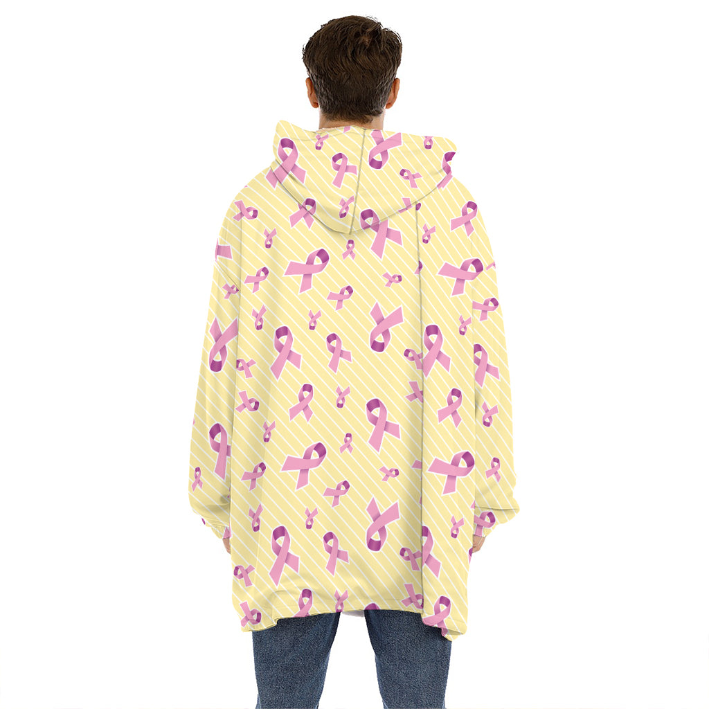 Pastel Breast Cancer Awareness Print Hoodie Blanket