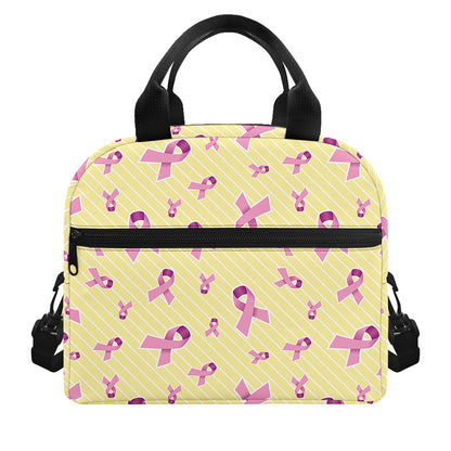 Pastel Breast Cancer Awareness Print Insulated Lunch Bag