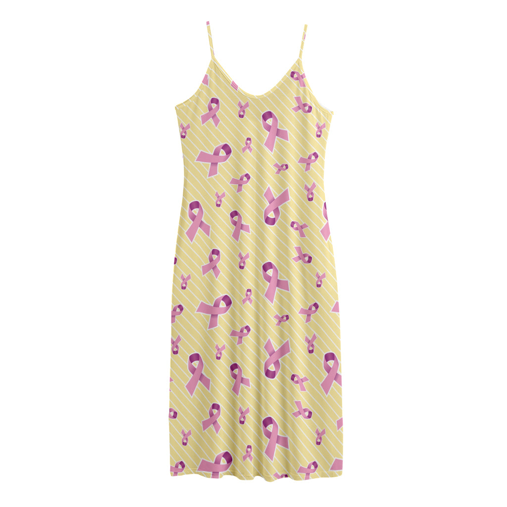 Pastel Breast Cancer Awareness Print Jersey Midi Cami Dress
