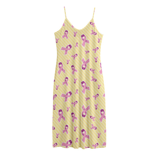 Pastel Breast Cancer Awareness Print Jersey Midi Cami Dress