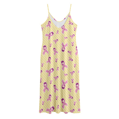 Pastel Breast Cancer Awareness Print Jersey Midi Cami Dress