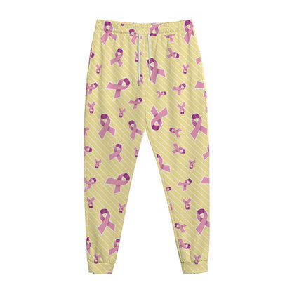 Pastel Breast Cancer Awareness Print Jogger Pants
