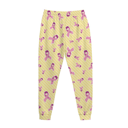 Pastel Breast Cancer Awareness Print Jogger Pants