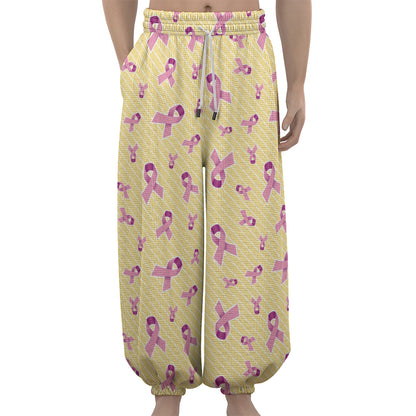 Pastel Breast Cancer Awareness Print Lantern Pants