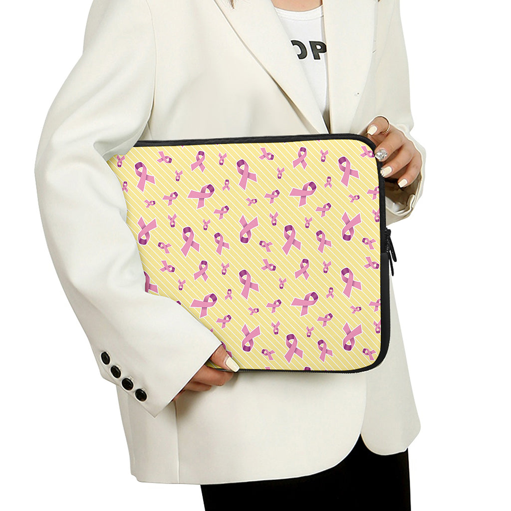 Pastel Breast Cancer Awareness Print Laptop Sleeve