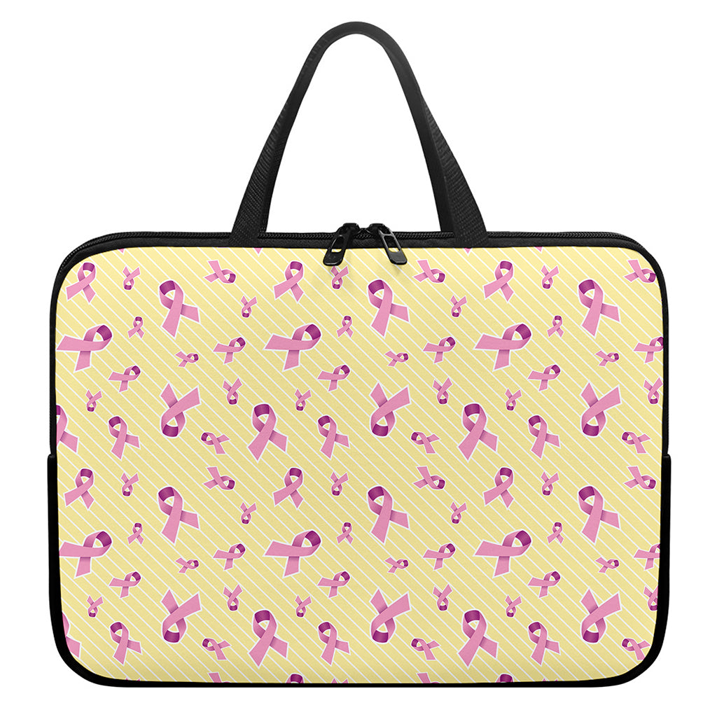 Pastel Breast Cancer Awareness Print Laptop Sleeve With Handle