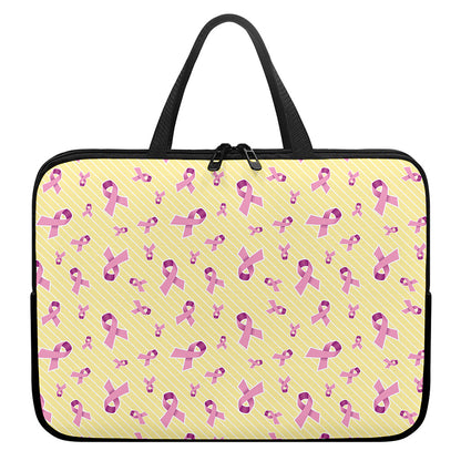Pastel Breast Cancer Awareness Print Laptop Sleeve With Handle