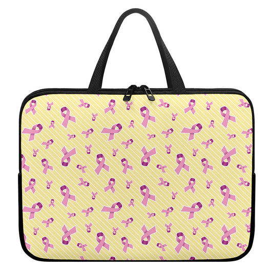 Pastel Breast Cancer Awareness Print Laptop Sleeve With Handle