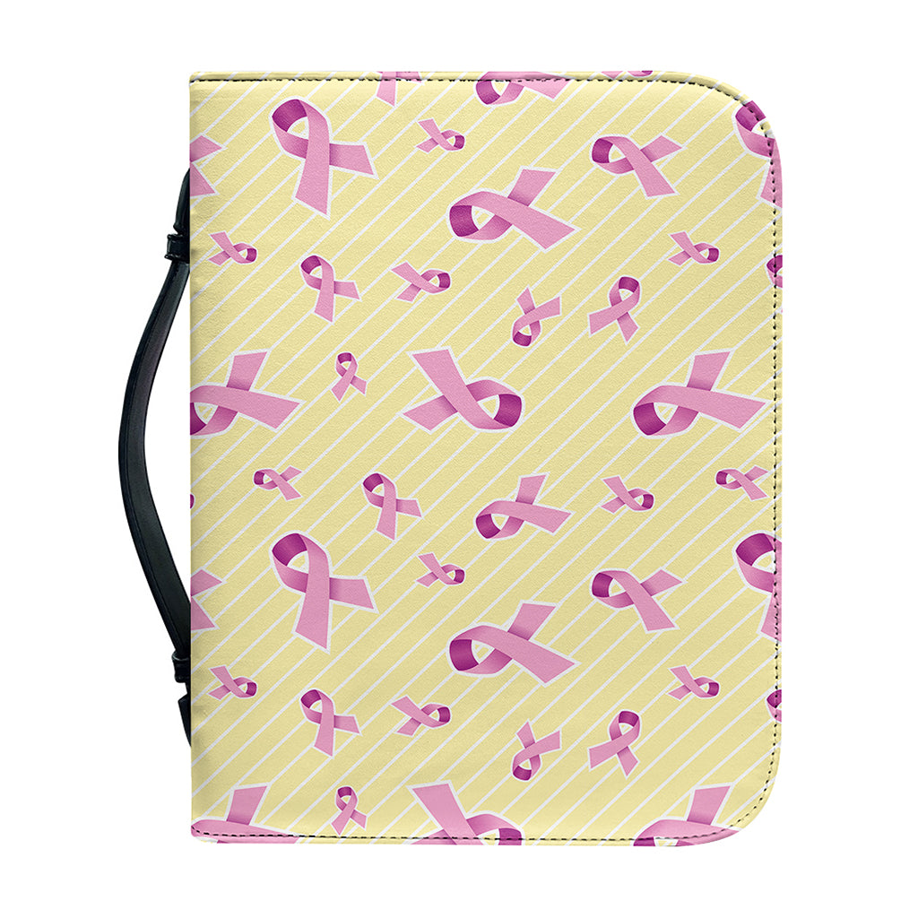 Pastel Breast Cancer Awareness Print Leather Bible Cover