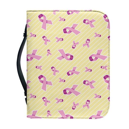 Pastel Breast Cancer Awareness Print Leather Bible Cover