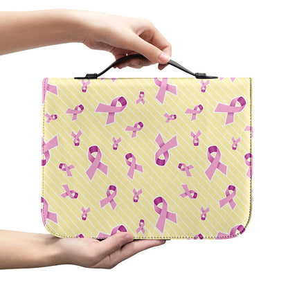 Pastel Breast Cancer Awareness Print Leather Bible Cover