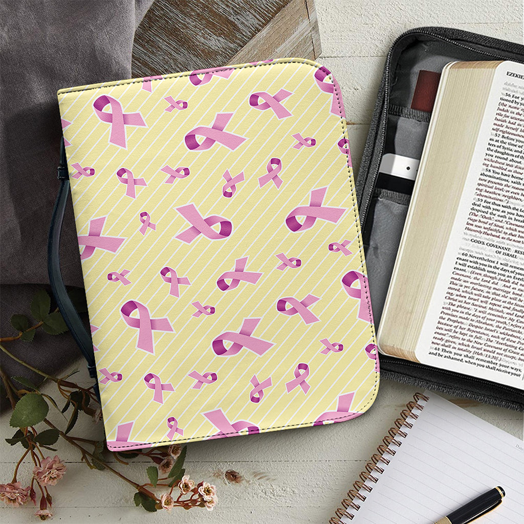 Pastel Breast Cancer Awareness Print Leather Bible Cover