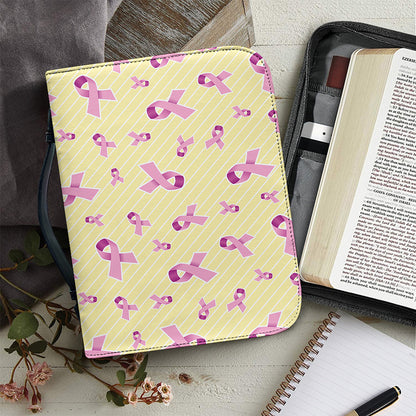 Pastel Breast Cancer Awareness Print Leather Bible Cover