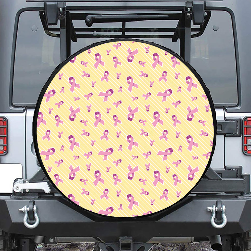 Pastel Breast Cancer Awareness Print Leather Spare Tire Cover