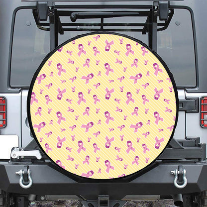 Pastel Breast Cancer Awareness Print Leather Spare Tire Cover