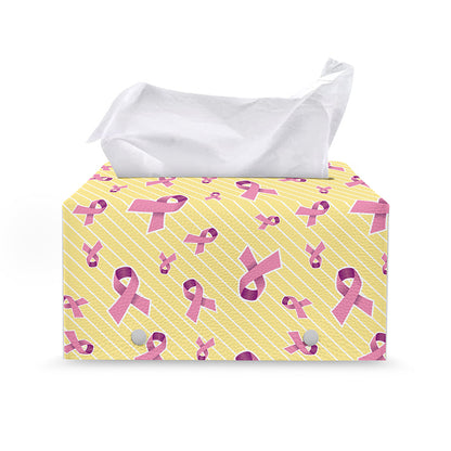 Pastel Breast Cancer Awareness Print Leather Tissue Box Cover