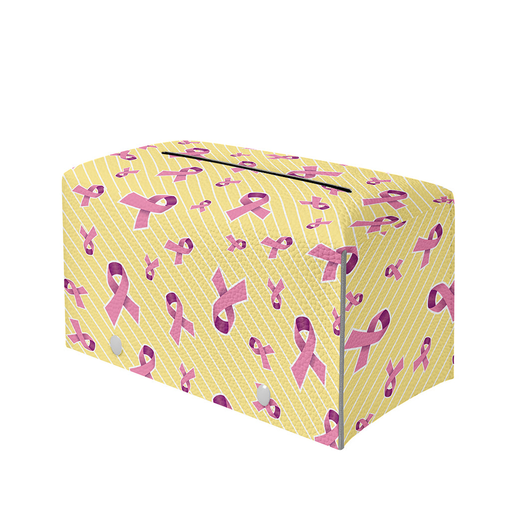 Pastel Breast Cancer Awareness Print Leather Tissue Box Cover