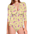 Pastel Breast Cancer Awareness Print Long Sleeve Swimsuit