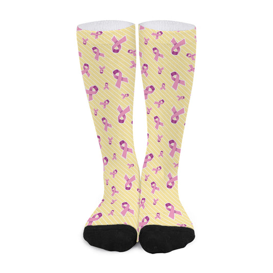 Pastel Breast Cancer Awareness Print Long Socks