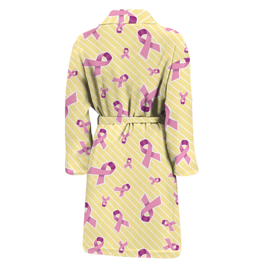 Pastel Breast Cancer Awareness Print Men's Bathrobe