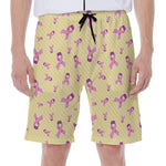 Pastel Breast Cancer Awareness Print Men's Beach Shorts