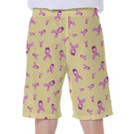 Pastel Breast Cancer Awareness Print Men's Beach Shorts
