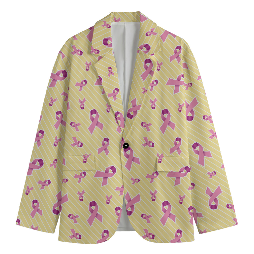 Pastel Breast Cancer Awareness Print Men's Blazer
