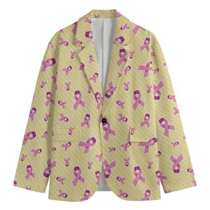Pastel Breast Cancer Awareness Print Men's Blazer