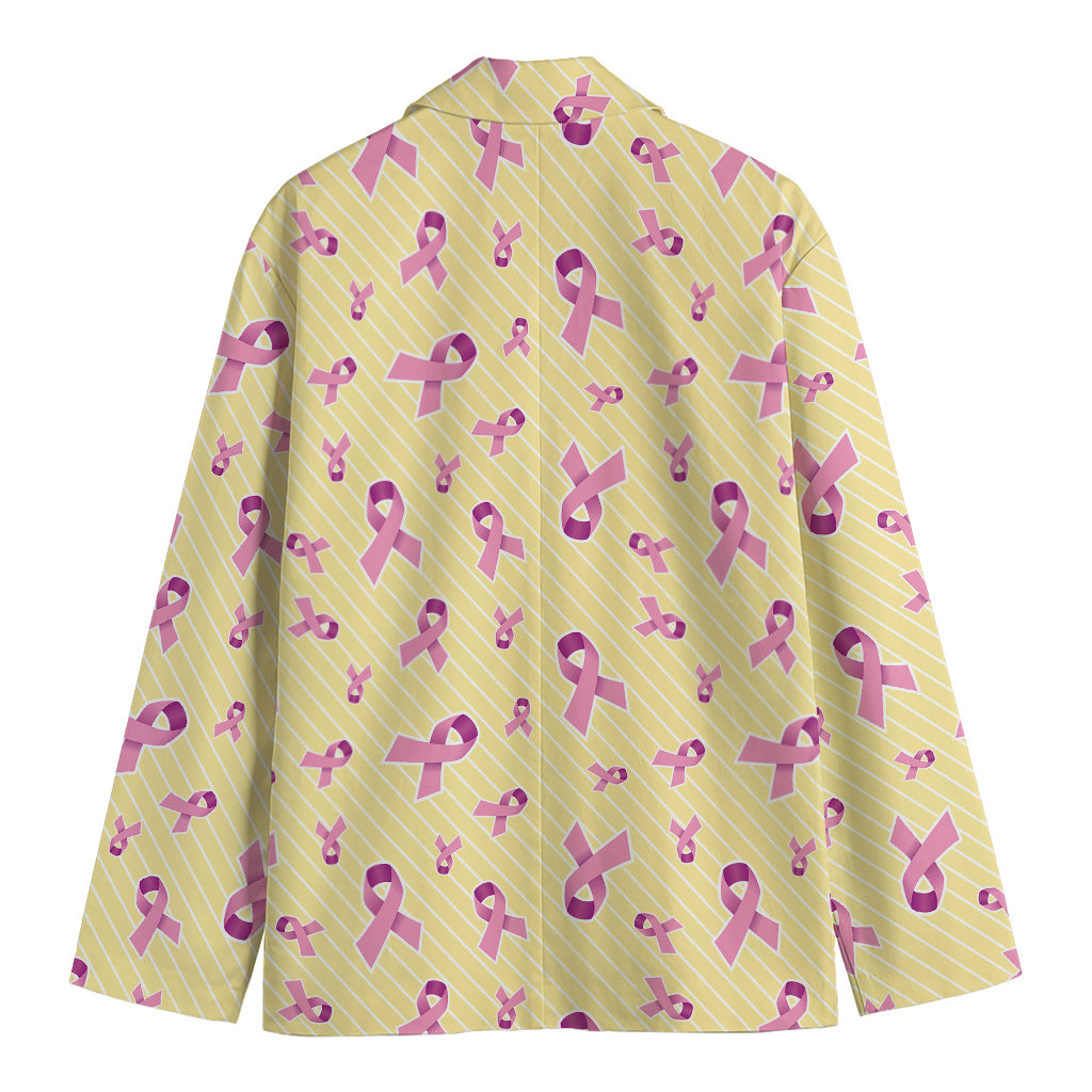 Pastel Breast Cancer Awareness Print Men's Blazer
