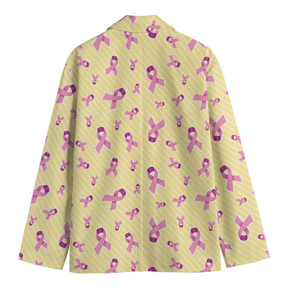 Pastel Breast Cancer Awareness Print Men's Blazer
