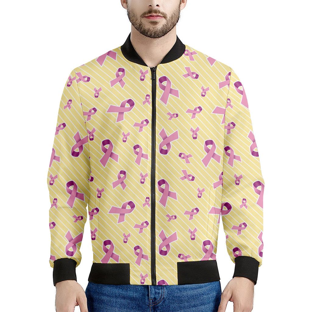 Pastel Breast Cancer Awareness Print Men's Bomber Jacket
