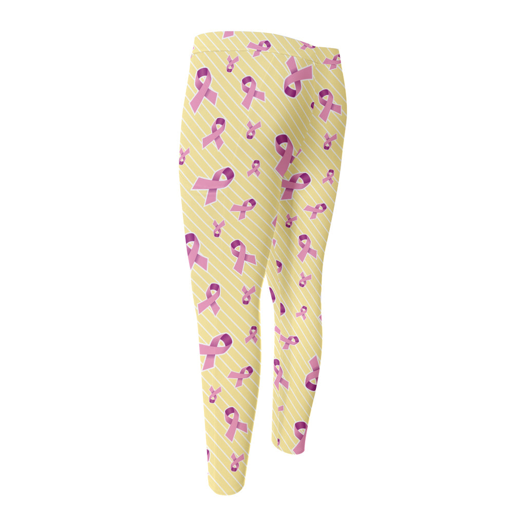 Pastel Breast Cancer Awareness Print Men's Compression Pants