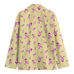 Pastel Breast Cancer Awareness Print Men's Cotton Blazer