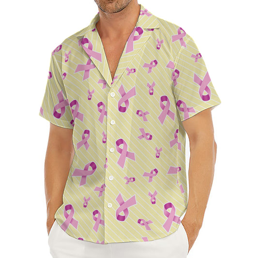 Pastel Breast Cancer Awareness Print Men's Deep V-Neck Shirt