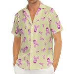 Pastel Breast Cancer Awareness Print Men's Deep V-Neck Shirt