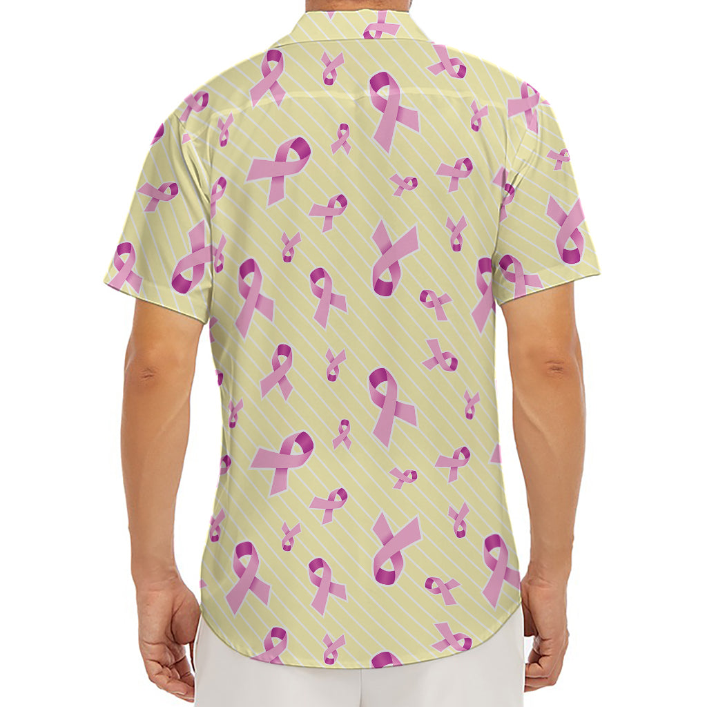 Pastel Breast Cancer Awareness Print Men's Deep V-Neck Shirt