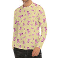 Pastel Breast Cancer Awareness Print Men's Long Sleeve Rash Guard