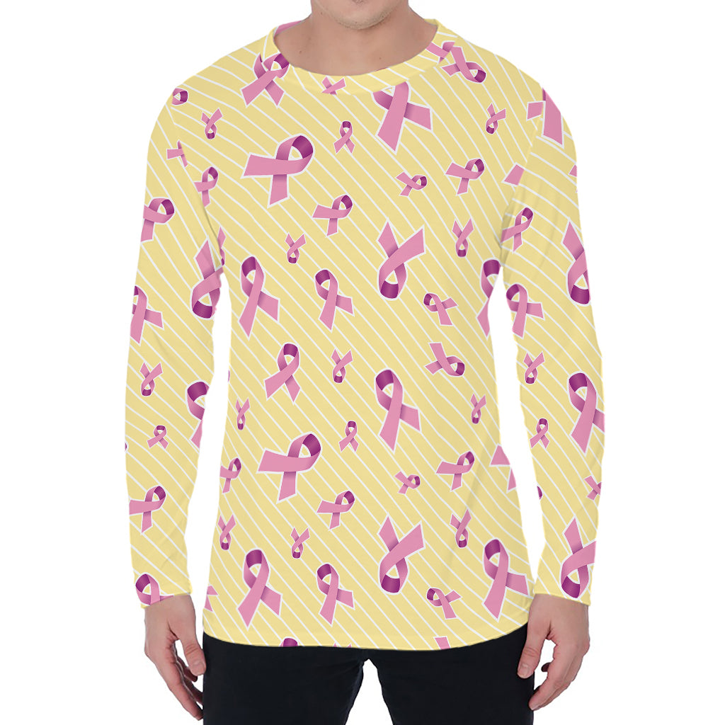 Pastel Breast Cancer Awareness Print Men's Long Sleeve T-Shirt