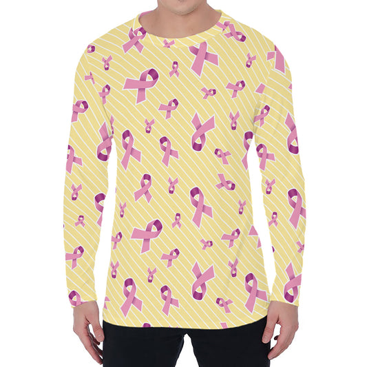 Pastel Breast Cancer Awareness Print Men's Long Sleeve T-Shirt