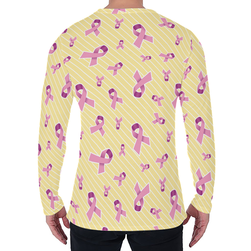 Pastel Breast Cancer Awareness Print Men's Long Sleeve T-Shirt