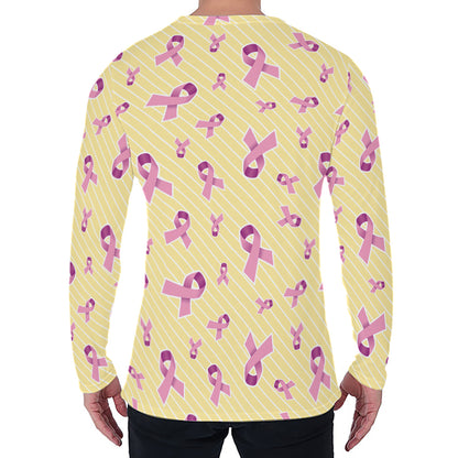 Pastel Breast Cancer Awareness Print Men's Long Sleeve T-Shirt