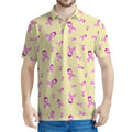 Pastel Breast Cancer Awareness Print Men's Polo Shirt